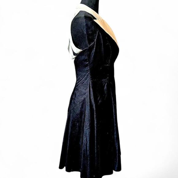 HW Collections Black Velvet Halter Dress Beaded Bodice XS/S - Picture 6 of 8